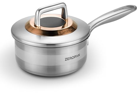 ZEROPAN Kochtopf mit Deckel Hybrid 16cm/1.2L, Kasserolle Induktion Suppentopf, Kühl bleibender Griff, Spülmaschinenfest, PFAS, PFOA und PTFE Frei, Ofenfest bis 260 °C, Geeignet für Alle Herdarten