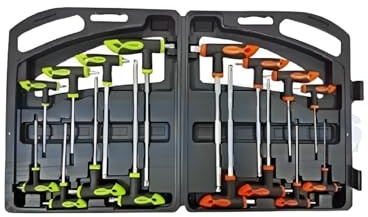 Dunnet Tools 16-Piece Hex and Star T-Handle Drive Set | Allen Key Set with Rubber Grip | Torx Screwdriver Kit | Precision Tool Set for Professional and Home Use | Includes T-Handle Ratchet Screwdriver