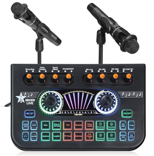 ifundom Kit de Equipo para Podcast con Micrófonos Dobles Tarjeta de Sonido y Mezclador de Dj para Grabación de Estudio y Transmisión en Directo para Principiantes