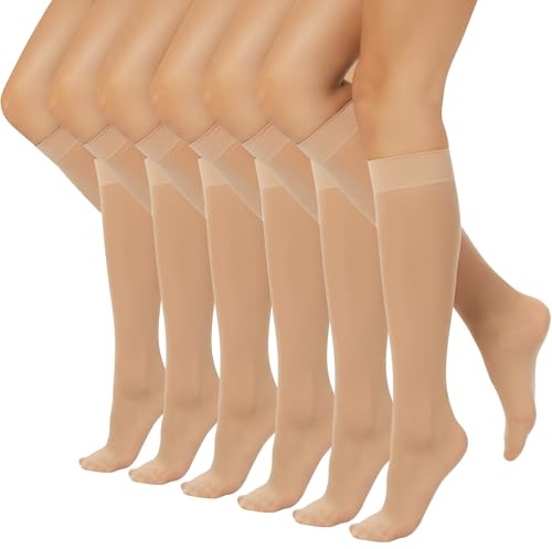Loiluliy 6 par dam knästrumpor ambra 40D nylonstrumpor dam ultrafina mikrofiber trycklösa rivtåliga silkeslena strumpor, one size