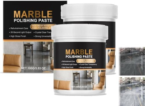 Marble Polishing Paste, Marmor Politur, Granit Reiniger, Marmor Reiniger, Marmorreinigung zur Wiederherstellung des Glanzes, Stein und Platten Intensivreiniger für Quarz, Küchenarbeitsplatten (2PC)