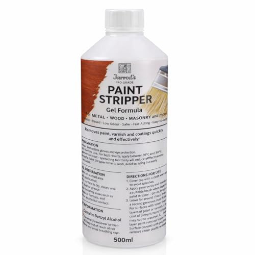 Jarrod's Paint Stripper, Varnish Remover - Water Based, Safe Paint Stripper for Ceramic, Concrete, Wood, Plaster, Masonry Artex Graffiti Remover Eco Friendly (Paint Stripper 500ml)