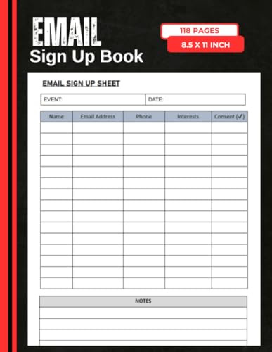 Email Sign up Book: Email List Tracker