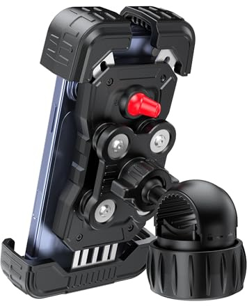 TECKNET Motorcycle Phone Mount, Bike Phone Holder For 4.7–6.8 Phones | 360°Adjustable Dual Vibration Dampener, Anti-Shake Handlebar Cell Phone Holder for Motorcycle/Bicycle/Scooter