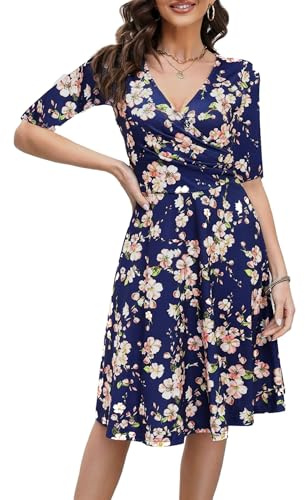 oxiuly OX233 Abito da Donna con Scollo a V, per maternità, Allattamento, Elasticizzato, Casual, Elegante, L