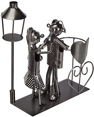 ito Electronics Laterne Flaschenhalter LIEBESPAAR Tanzpaar Hochzeit Geschenk Herz Weinflaschenhalter Weinständer, Tanzpaar unter Laterne, Silber, Maße (L x B x H): 23 x 10 x 33 cm (mit Flasche)