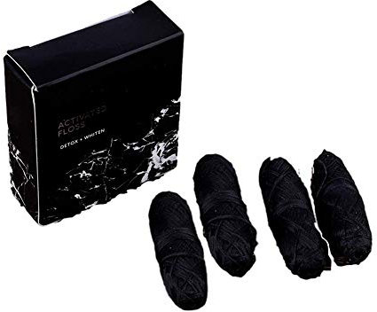 æ— Hilo dental biodegradable de carbón de bambú, 4 rollos, 120 m, carrete de seda natural, ecológico, sin residuos, cuidado bucal, color negro