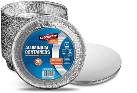 Jicyor 30 Pezzi Vaschette Alluminio, Teglie USA e Getta in Alluminio Rotondo Vaschette Monouso con Coperchio Torta Teglia Contenitori per Cucinare al Forno Cottura Refrigerazione Barbecue Crostate