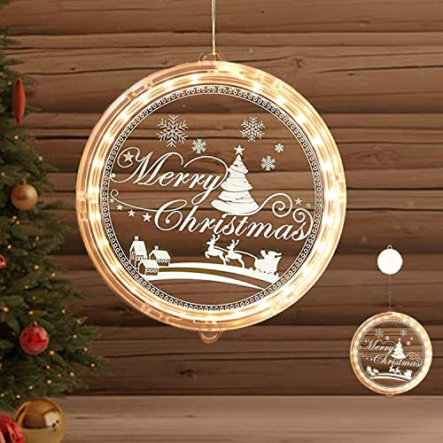 YeahBoom Luci Finestra di Natale Luci 3D,Luci Sospese con Ventosa, Luci Natalizie a Batteria Luci per Finestre di Natale,per Festa di Natale Interna ed Esterna Albero di Natale Addobbi