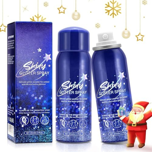 NUEDSFXO Spray Glitter per il Corpo da Donna, Multiuso, Impermeabile, Asciugatura Rapida, Luccicante per Capelli, Viso, Pelle, Feste, Club, Festival di Halloween (2PC)
