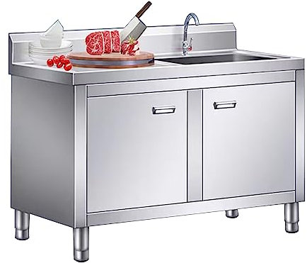 Kommerzielle Bewegliche EssspüLe,Spülenunterschrank Küchenschrank,Edelstahl Gewerbliche KüChenvorbereitungs- Und AllzweckspüLe(100cm/39.4in double slot)