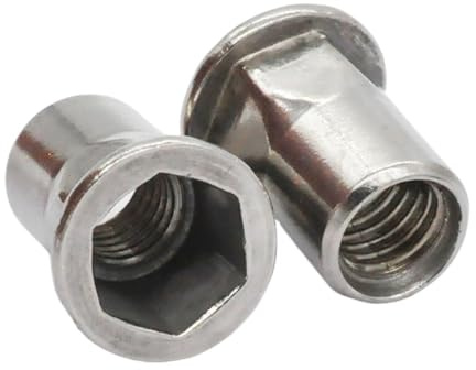 Idomin SUS304 Flat Head Hex Rivet Nut Stainless Steel Blind Rivet Nut M4 M5 M6 M8 M10 M12 Insert Nut (Size : M10-21 (10pcs))