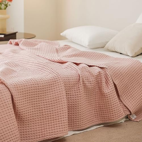 SUNMME Premium Tagesdecke,Baumwolle Decke,Überwurf für Sofa Bett,Waffelpique Decke,Baumwolle,Atmungsaktiv,Vielseitig und passend für alle Jahreszeiten