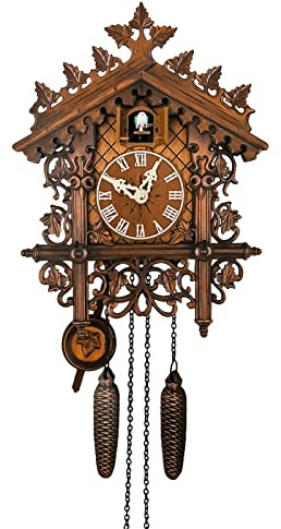 Cuckoo Clock Vintage Traditional Chalet Forest House Clock, Handcrafted Wooden Pendulum Wall Clock, Cuckoo Shaped Clock Antique Pendulum Home Decor