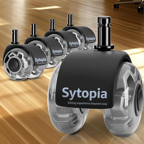 Sytopia Sedia da Ufficio Con Ruote 10 mm x 22 mm, Compatibile Solo Con 1KEA, Set da 5 Ruote Super Silenziose e Morbide per Pavimenti