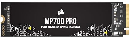 Corsair MP700 Pro 2TB SSD NVMe 2.0 M.2 PCIe Gen5 x4 de 2 TB - M.2 2280 - Lectura Secuencial de hasta 12.400 MB/s - NAND TLC de Alta Densidad - Negro