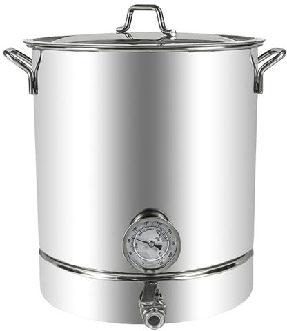 304 Edelstahl Heimgebrauchskessel, 30-60L Kochtopf Mit Ventil, Doppelte Filtrierung, Thermometer Und Filter Brühgruppe (Silber), 40L