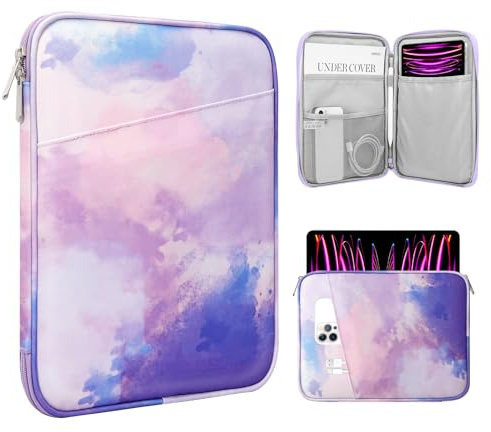 TiMOVO 13 Zoll Tablet-Hülle mit Tasche, Aquarell Lila | Für iPad Air 13 M3 2025, iPad Pro 13/12,9, Galaxy Tab S9/S10 Plus/S9 FE+ 12,4, Remarkable Paper Pro 11,8