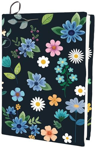 CRASPIRE Copertina per Libro Estensibile con Fiori Foglia Pianta Floreale Lavabile Riutilizzabile Grande Panno di Nylon Protezione per Libri in Poliestere Involucri Elastici per Notebook