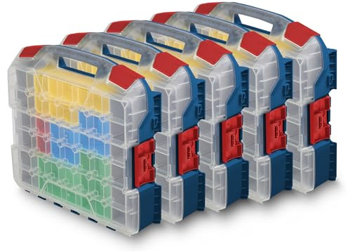 W-BOXX 102 Professional Blau | 5er-Set Premium Sortimentskasten L-Case | Stapelbare Schraubenboxen mit Transparentem Deckel | Inklusive Inset-Boxen-Set | von L-BOXX