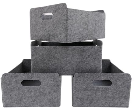 CB Home & Style Aufbewahrungsset Filz 4er Set 25x31x15cm Organizer Filzkörbe Schubladen Büro Bad Aufbewahrungskorb (4)