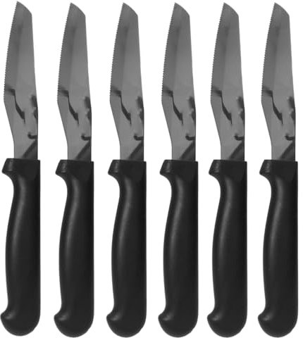 Coltello da tavola bistecca pizza set 6 manico in PP lama acciaio inox seghettata per bar ristoranti HOTEL PIZZERIA tavola casa