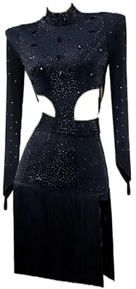 Robe de danse latine à franges, tango, vêtements de salle de bal, salsa, compétition professionnelle, jupe pour rumba, b, L