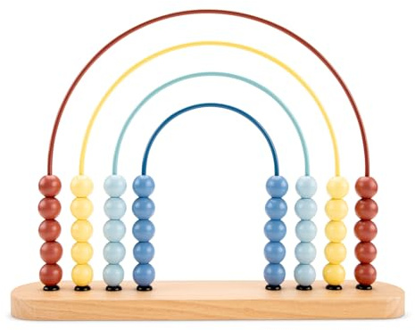 Woet Abakus-Zählspielzeug aus Holz | Rechenrahmen aus Holz, Lernspielzeug, erste Mathematik, bunte Perlen, Feinmotorik, Montessori, ab 1 Jahr