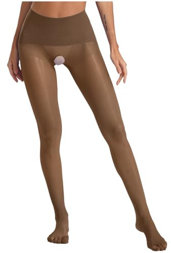 TTAO Strumpfhosen für damen Durchscheinend Sexy Stützstrumpfhosen Plüschstrümpfe Hohe Taille Fischernetz Strumpf Ouvert Strumpfhose Reizvoll Pantyhose Braun Einheitsgröße
