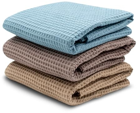 VmG-Store 3 x våffelpiké-set vardera, 0,5 m x 1,5 m, våffeltyg, 100 % bomullstyg, Tex Standard 100 (Set26, set om 3)
