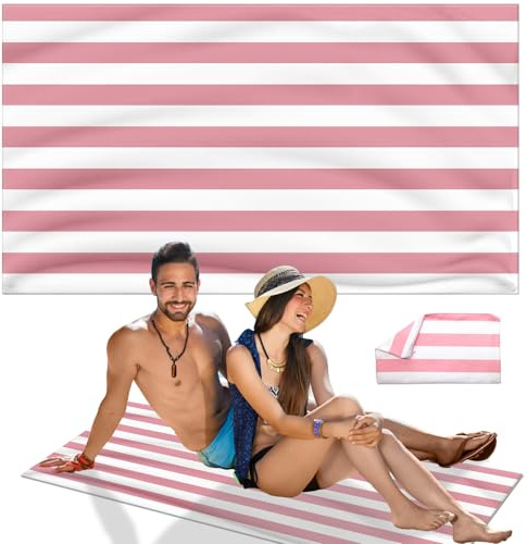 MOLHEM Beach Towel Quick Dry Microfibre, Double Sided Quick Dry Absorbent Beach Towels Sand Free, Lightweight, Compact for Travel Swimming Yoga Gym(160x90cm, 63x35in) (Pink)