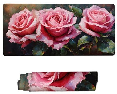 Gaming Mauspad XXL,Mauspad Rose Mousepad 700x400x3mm,Schreibtischunterlage Anlage Mousepad,Wasserdicht Mauspad Gaming,Improved Precision and Speed,Gaming-Mauspads für PC,Geschenke für Männer ZH-900