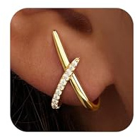WATEFOER Pendientes Cruzados X de Oro/Plata Minimalistas para Mujer - Circonita Cúbica Ligeros Hipoalergénicos - Joyería de Moda