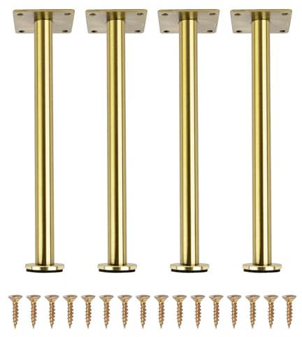KOVNISE 4Pcs Adjustable Height Furniture Feet 9.84 inch Bed Support Legs Replacement for Sofa Dresser Bed Frame Furniture Heavy Duty Aluminum Alloy Metal Bed Slats Support Legs (Gold)