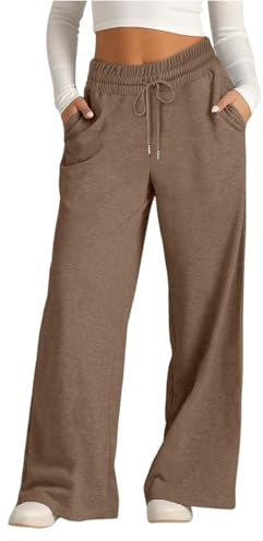 Générique Pantalon Grande Taille Femme en Lin Bas de Jogging Pantalon de Travail Push Up de Danse Décontracté de Travail Hiver 2025 Extensible Vêtements Femme Grande Taille Marron L