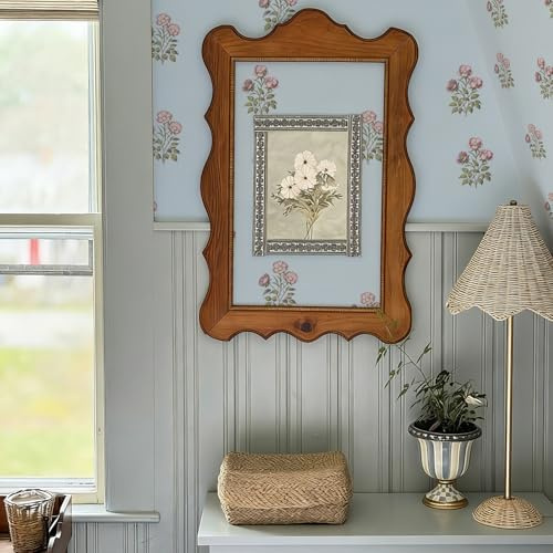 LUKUUI 17.3 x 78.7 Vintage Blue Floral Wallpaper Peel and Stick Boho Wallpaper Removable Waterproof Rose Pattern Contact Paper for Bedroom, Bathroom, Home Wall