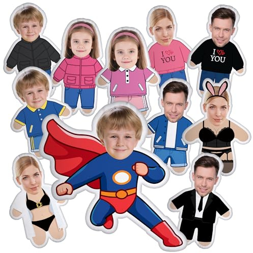 SosnSusn Coussin Photo Personnalisé avec Visage Oreiller Personnalisable en Peluche Face Photo Coussin pour Canapé Maison Voiture Cadeau de Noël Anniversaire Saint-Valentin pour Homme Femme Couple