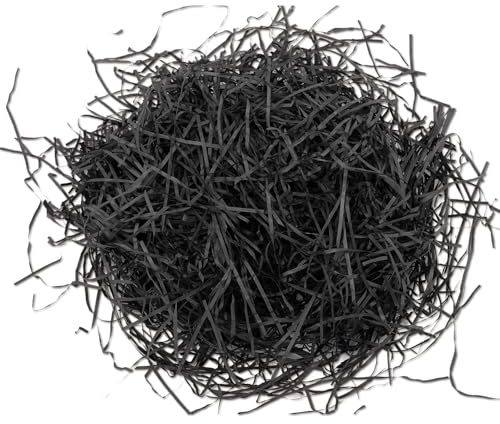 450g Raffia Gras Füllmaterial Geschenk, Schwarzes Raffia Seidenpapier, DIY Füllmaterial Geschenk, Geschreddertes Papier für Pakete, Dekoratives Geschenkbox Füllmaterial für Feiern und Events
