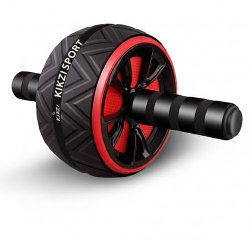 KIKZI® Ab Wheel Roller with Knee Mat, Dual Wheel Design for Core Strength Training, Heavy-Duty Construction, Comfort Foam Handles (RED)