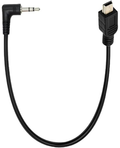 DUSTEWQ 90 degree 3.5mm male to mini 5-pin male audio cable, 3.5mm to mini USB cable compatible with HERO3, HERO4, HERO3+(25CM)