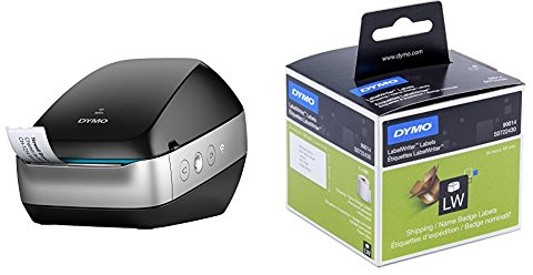 Dymo LabelWriter Wireless-Etikettendrucker, schwarz + S0722430 LW Große Versandetiketten/Namensschilder (101 mm x 54 mm Rolle, 220 Stück) schwarzer Druck auf weiß