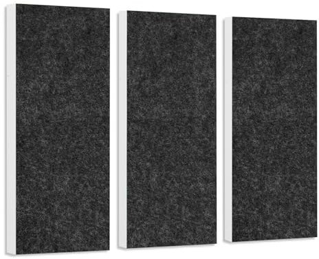 platino24 Schallabsorber-Set Colore aus Basotect G+ mit Akustikfilz, 3 Elemente in Anthrazit je 825x275x50mm, Verbesserung der Raumakustik
