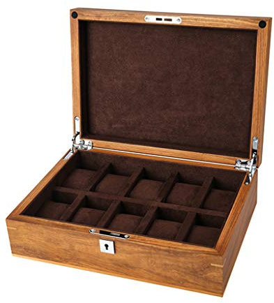 Uhrenbox Uhrenkoffer Uhrenkasten Uhrenbox Aus Reinem Holz 10 Gitter Mit Schloss Beflockung Futter Schmuckuhr Aufbewahrungsbox Display Herren Und Damen Geschenke - 30 × 22 × 9,5 cm