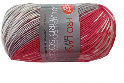 Pro Lana Fjord Socks - Calze a 4 fili, colore 183, colore: rosso e grigio, motivo norvegese