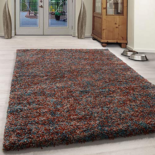 Ayyildiz Modern Hochflor Teppich, Flauschiger Langflor Teppich, Shaggy Flokati, Rechteckig, Meliert, Stilvoller Komfort für Dein Zuhause, Größe:120 x 170 cm, Farbe:Terra