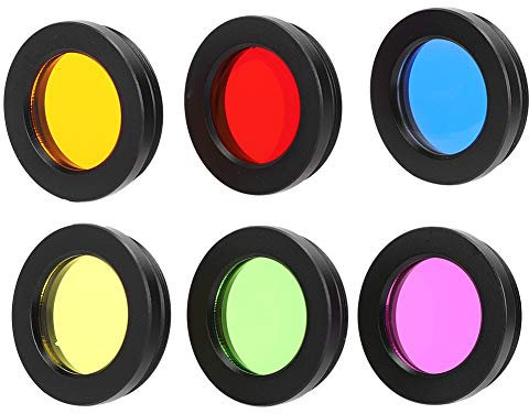 Teleskopfilter, 6 Farben 1,25-Zoll-Teleskop-Okularfilter Optisches Glas Astronomisches Farbfilterset mit Aufbewahrungsbox für das Teleskop