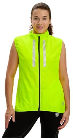 Time To Run Gilet Veste de Course a Pied Sans Manche Pour Femme Avec Poches - Légère Coupe-Vent Respirant - Idéal Pour Le Jogging - de M Vert Citron