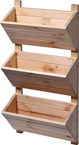 dobar® Green Label 58383FSCe Wandbeet mit 3 Pflanzkästen | Blumentreppe aus Holz | Blumenleiter für Wandmontage | Pflanztreppe für Garten/Terrasse/Balkon | 38 x 17,5 x 79 cm | Natur