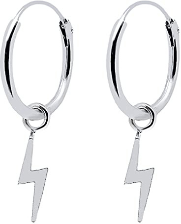 ENTREPLATA Creolen Silber 925 Unisex – Moderner Ohrschmuck für Damen und Herren – Set aus 2 Mini-Criollas mit Blitz Anhängern