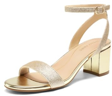 DREAM PAIRS Women's Sandals Open Toe Ankle Strap Low Block Chunky Heels Sandals Party Dress Pumps Shoes CARNIVAL,Size 8,Gold Glitter-2,CARNIVAL